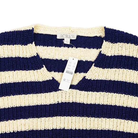 New JCREW Size S Montauk Pullover Sweater in Stripe Antique White Sky $158 CJ413 - Picture 3 of 4